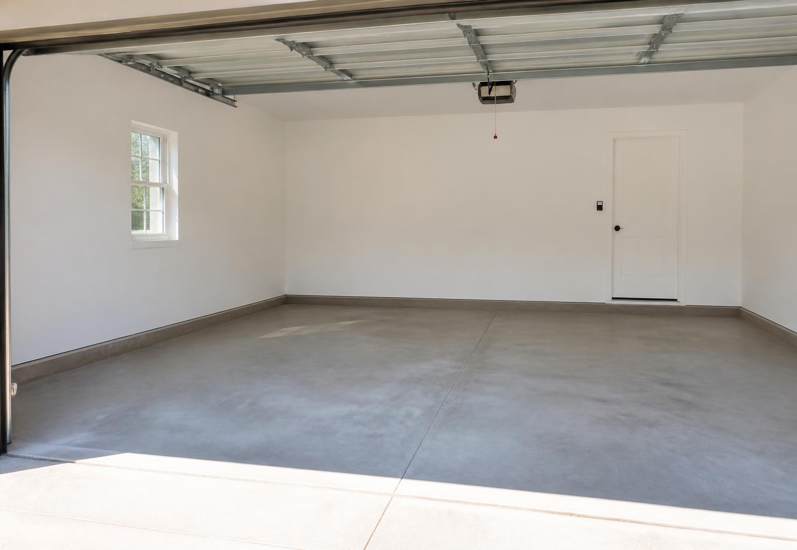 Residential garage swept and empty after a professional cleanout